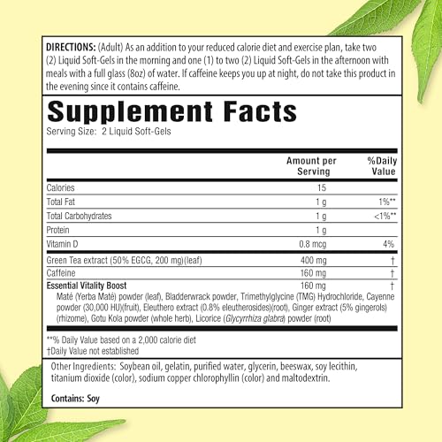 Applied Nutrition Green Tea Fat Burner - 90 Liquid Soft-Gels, Pack of 2 - Increases Calorie Burning & Supplies Powerful Antioxidants - 90 Total Servings - Image 3