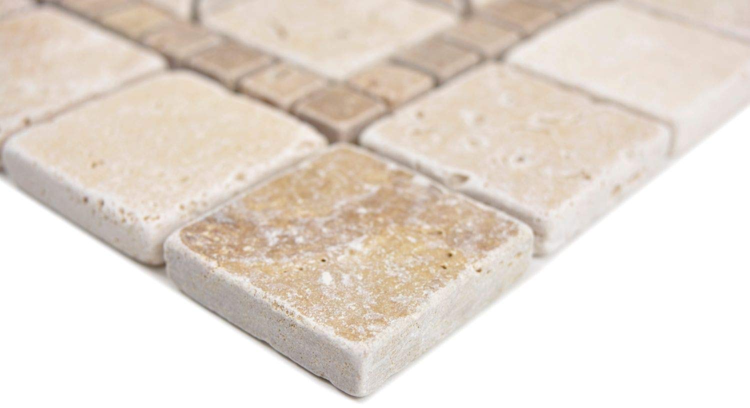 Mosaïque Décorative Travertin Rossone – MIROIR XL 61x61 Cm, Multicolore, Pour Cuisine, Salle De Bain