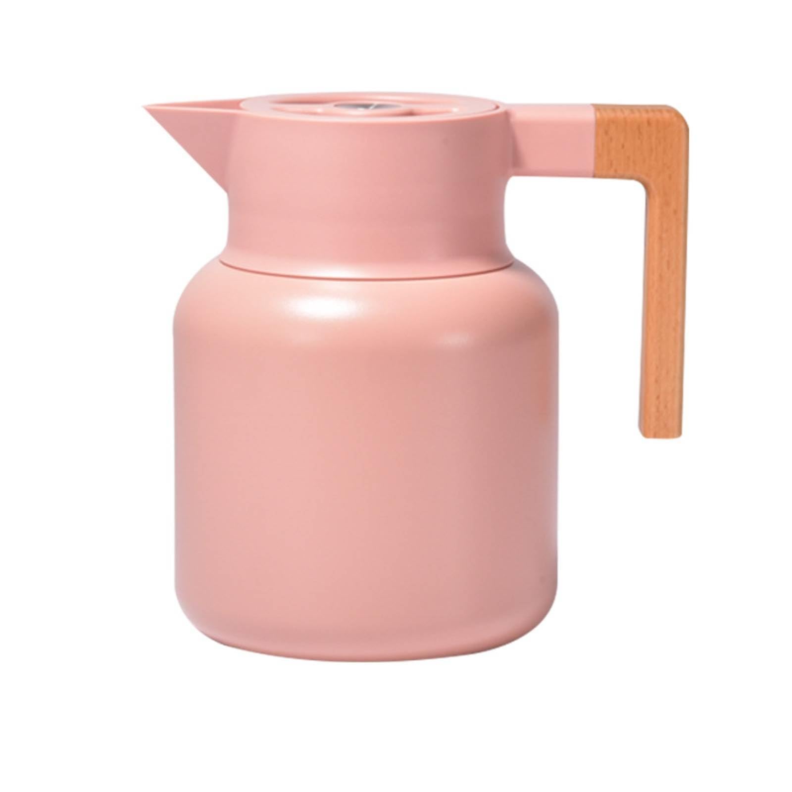 rockible Jarra Térmica Aislada Termo Cafetera Garrafa Interior y Exterior en Acero Inoxidable 304 con Tapa Sellada y Asa Ergonómica Apta para Oficina Hogar Reuniones Cafetería 1.6L, Array, Rosa