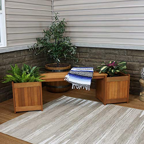 Sunnydazemerantiwoodoutdoor68planterboxbenchandsetof2square16planterboxeswithteakoilfinishbundle  Urban Country Home Decor Sunnydaze meranti wood outdoor 68 planter box bench and set of 2 square 16 planter boxes with teak oil finish bundle  urban country home decor
