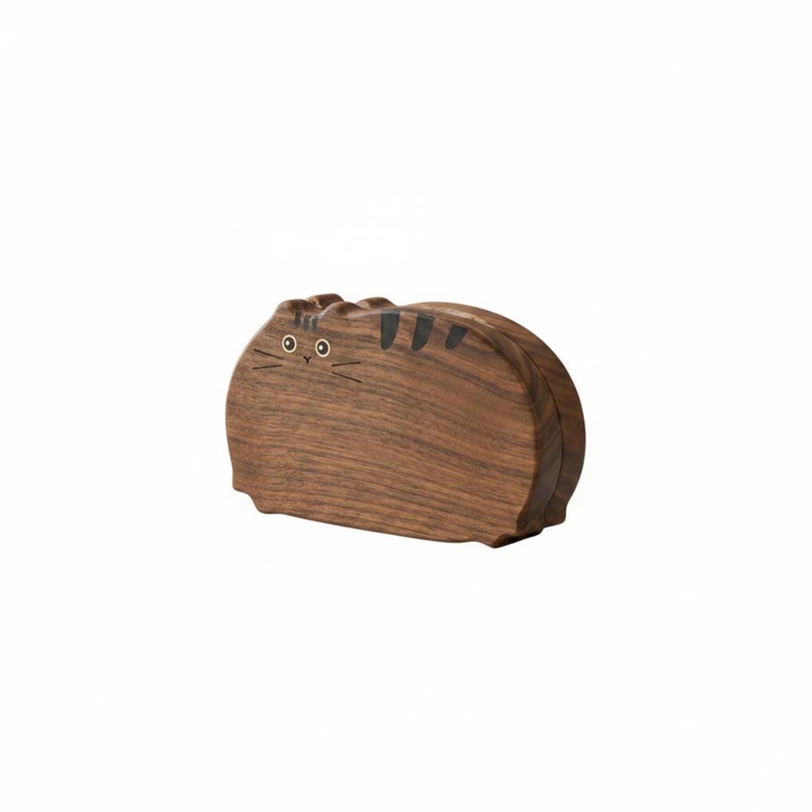 TISHITA Boîte à Bijoux Chat Coffret Organisateur Écrin en Bois avec Finition Lisse et Couvercle Sécurisé Intérieur Velours pour Bijoux Délicats Adaptée aux, Noyer Noir
