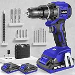MHPRO Cordless Drill, Power Drill Brushless 21V, Cordless HammerDrill with 2 Batteries 2000mAh, 20+3 Torque, 45N.m Max DrillSet, LED Light, 2 Speed, 14PCS Accessories for Home and Garden DIY Project