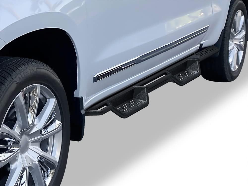 APS Wheel to Wheel Black 6in Drop Bars Compatible with Chevy Silverado GMC Sierra 1500 2019-2026 Crew Cab 5.5ft Bed & 2500 HD 3500 HD 2020-2026 (Silverado 1500 LTD Sierra 1500 LD 2022)