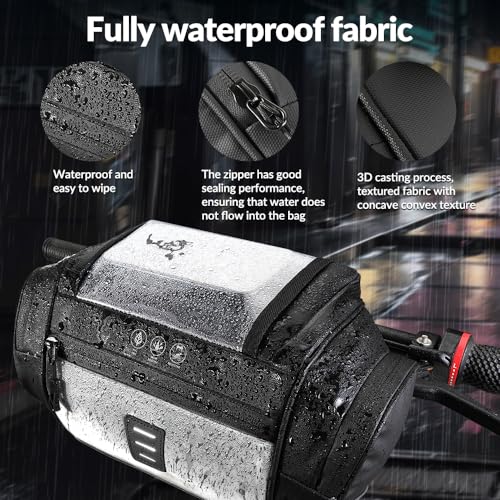 Image of WOTOW Bike Front Handlebar Bag - Large Reflective Bicycle Handlebar Basket Bags Waterproof Storage Pannier for Bike Touchable Transparent Phone Holder Pouch for Men Women Road MTB Outdoor Cycling 4.8L
