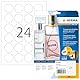 HERMA 8023 Wetterfeste Folienetiketten transparent rund, 25 Blatt, Ø 40 mm, 24 pro A4 Bogen, 600 Stück, selbstklebend, bedruckbar, glänzend, blanko Klebeetiketten Aufkleber aus Folie, durchsichtig