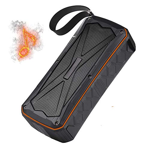 HBBOOI Bluetooth Lautsprecher, IPX6 Wasserdichter Wireless Tragbarer TWS Lautsprecher, AUX Und TF Karte, 5.0 Bluetooth Mit Wasserfest Stoßfest Mikrofon Portable 360 Stereo Audio (Schwarz)