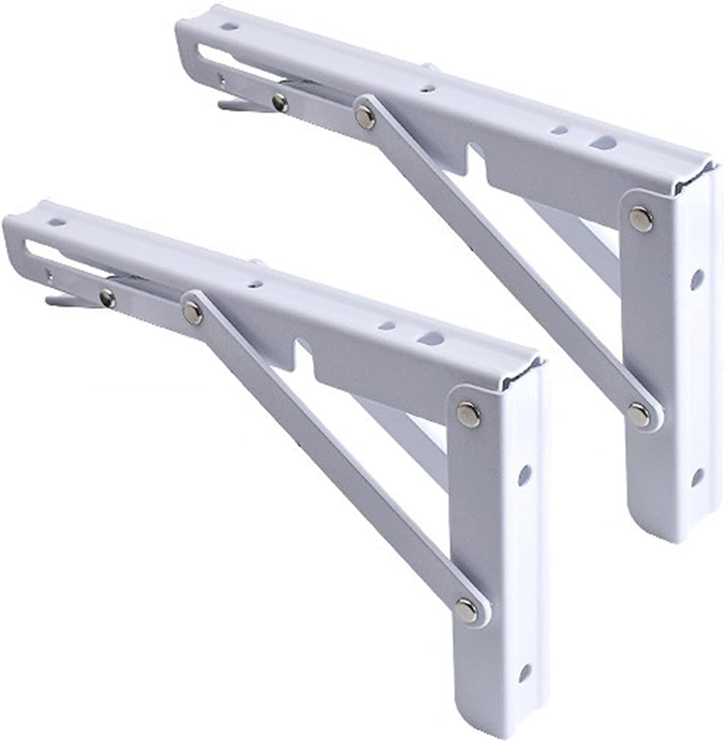 Folding Shelf Brackets Floating Shelf Bracket L Brackets for Bench Table Shelf Hinge Wall Mounted Space Saving DIY Bracket Shelf Locking Hinges,W8in