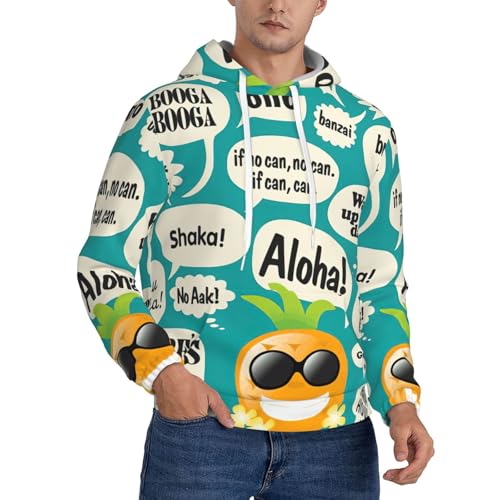Sweat à capuche hawaïen imprimé EdWal pour homme avec poche kangourou en polyester