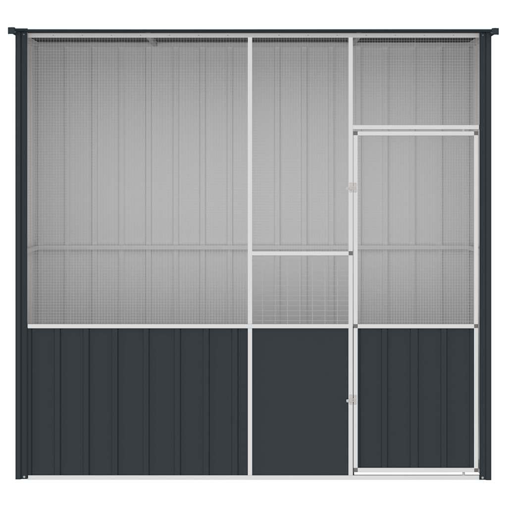 vidaXL Jaula de Pájaros, Pajarera con Pestillo, Casa para Loros Pinzones Palomas Periquitos, Jaula de Exterior, Acero Galvanizado Gris Antracita