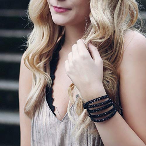 Image of KELITCH Natural Agate Onyx 2 Wrap Bracelets Handmade Leather Strand Bracelets Fashion Jewelry