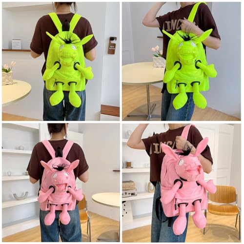 Funny Animal Backpack with Cartoon Charm Pendant for Women Rock ‘n’ Roll Donkey Large Capacity Pink Bag for Travel (Black)3