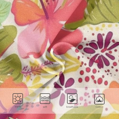 Girls' Hipster Panties Breathable Underwear for Young Girls Bright Tropical Hibiscus Floral Pattern3