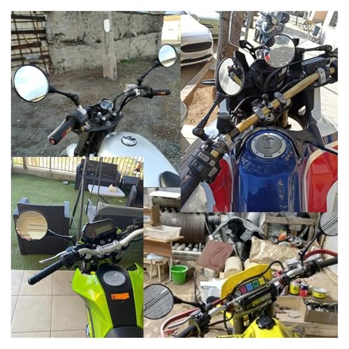 Espejos moto 10mm redondos y plegables con diseño universal en color negro para retrovisor lateral 2