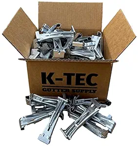 K-TEC (25 Pack) 5 Inch Heavy Duty Hidden Rain Gutter Hanger Bracket Support Fastener with Clip For K-Style Aluminum Gutters