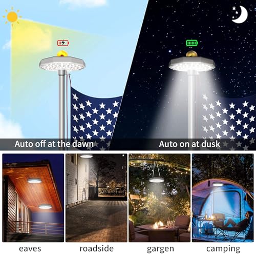 Lampe solaire pour mât de drapeau éclairage permanent automatique nuit - 5