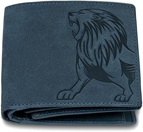URBAN FOREST Leo RFID Blocking Vintage Blue Leather Wallet for Men