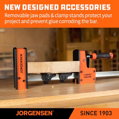 Image of JORGENSEN 60-Inch Parallel Bar Clamps, 2-Pack Cabinet Master Bar Clamps | Heavy-Duty Clamps for Woodworking Glue-Up, 2200 lbs Force, Quick Release, Spreader Function