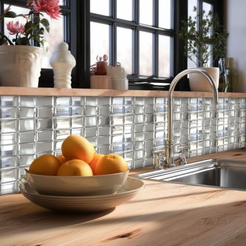 Image of Moroccan Tile Stickers | Waterproof Self Adhesive Peel & Stick Tile Decals for Kitchen Backsplash, Bathroom Wall, Floor, Furniture & Glass (8x8 Inch, Design 42)