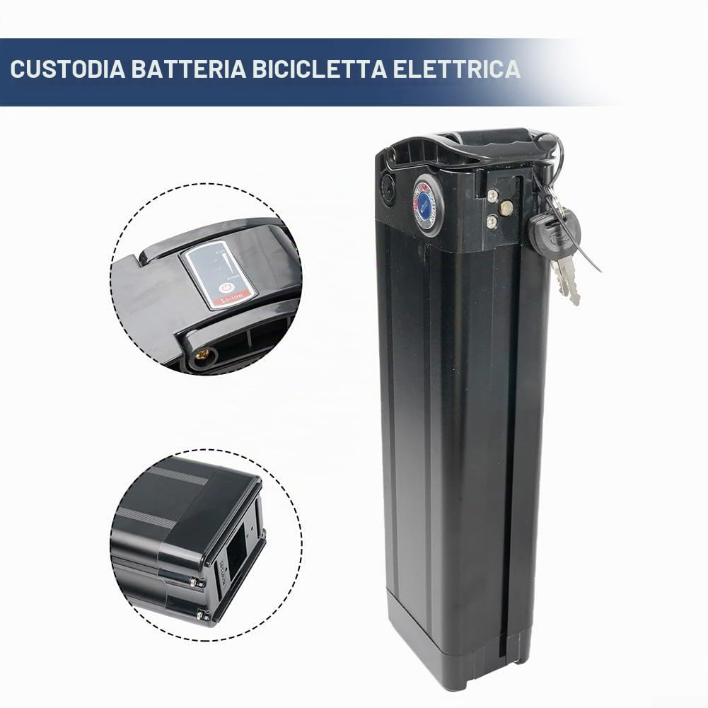 Scatola batteria per ripiano bici elettrica, custodia capacità batteria bici elettrica, custodia in plastica per supporto 1865 di grande capacità 48V nero