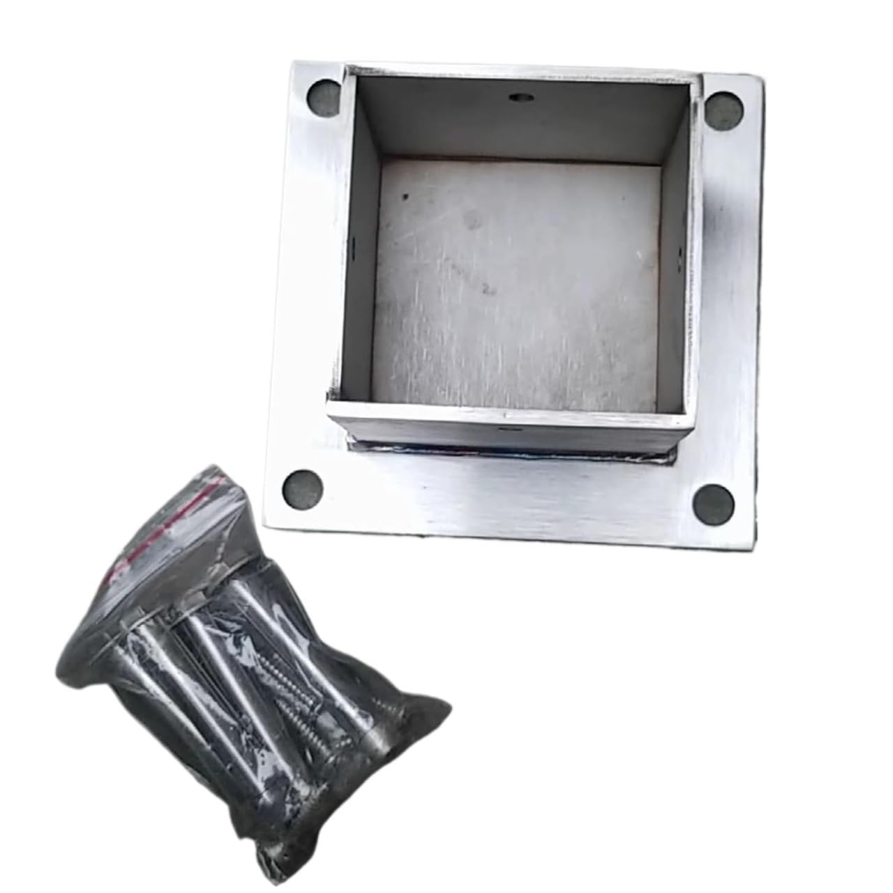 Paquete de 2 Placas Base cuadradas de Metal para Anclaje de Postes de Cerca de Madera. Soporte atornillado de Alta Resistencia con Kit de instalación para hormigón (70 x 70 mm).