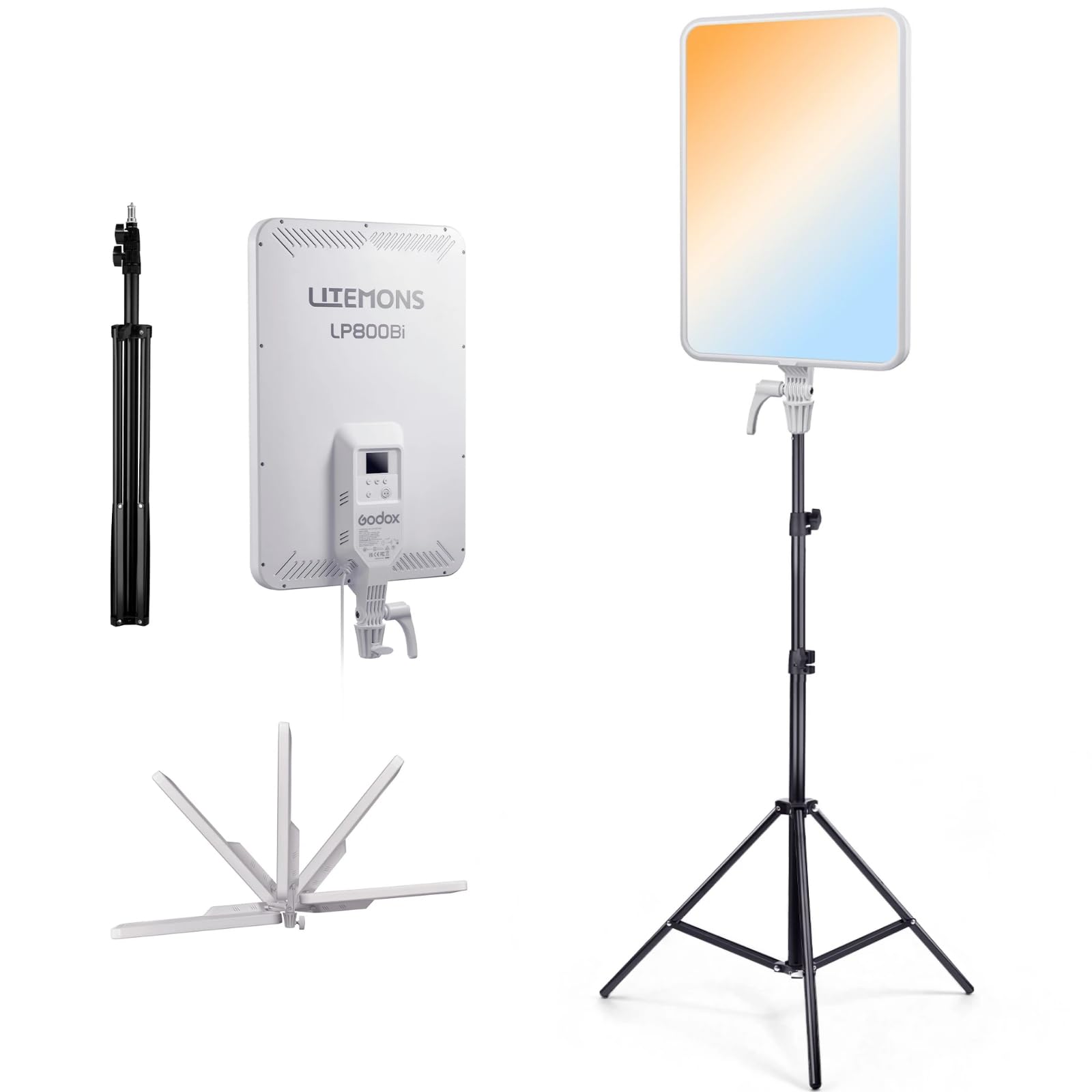 LP800Bi LED Panel Video Light with Light Stand, Bicolor Soft Lighting