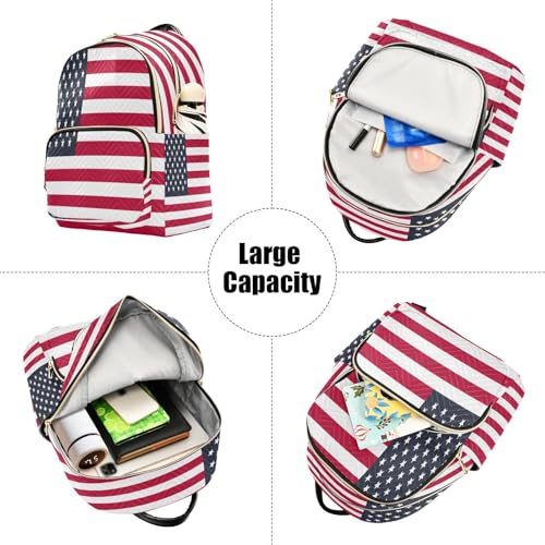 Image of ALAZA Hipster American Flag Women Backpack Purse Ladies Fashion Shoulder Bag Daypack Travel Bag 7.5L