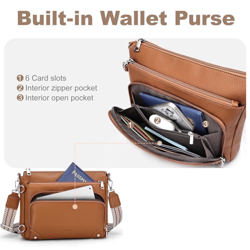 Image of SYTRAH Anti-Theft Crossbody Purse for Women, Crossbody Shoulder Bag with Built-in Wallet & RFID Blocking for Travel Workout