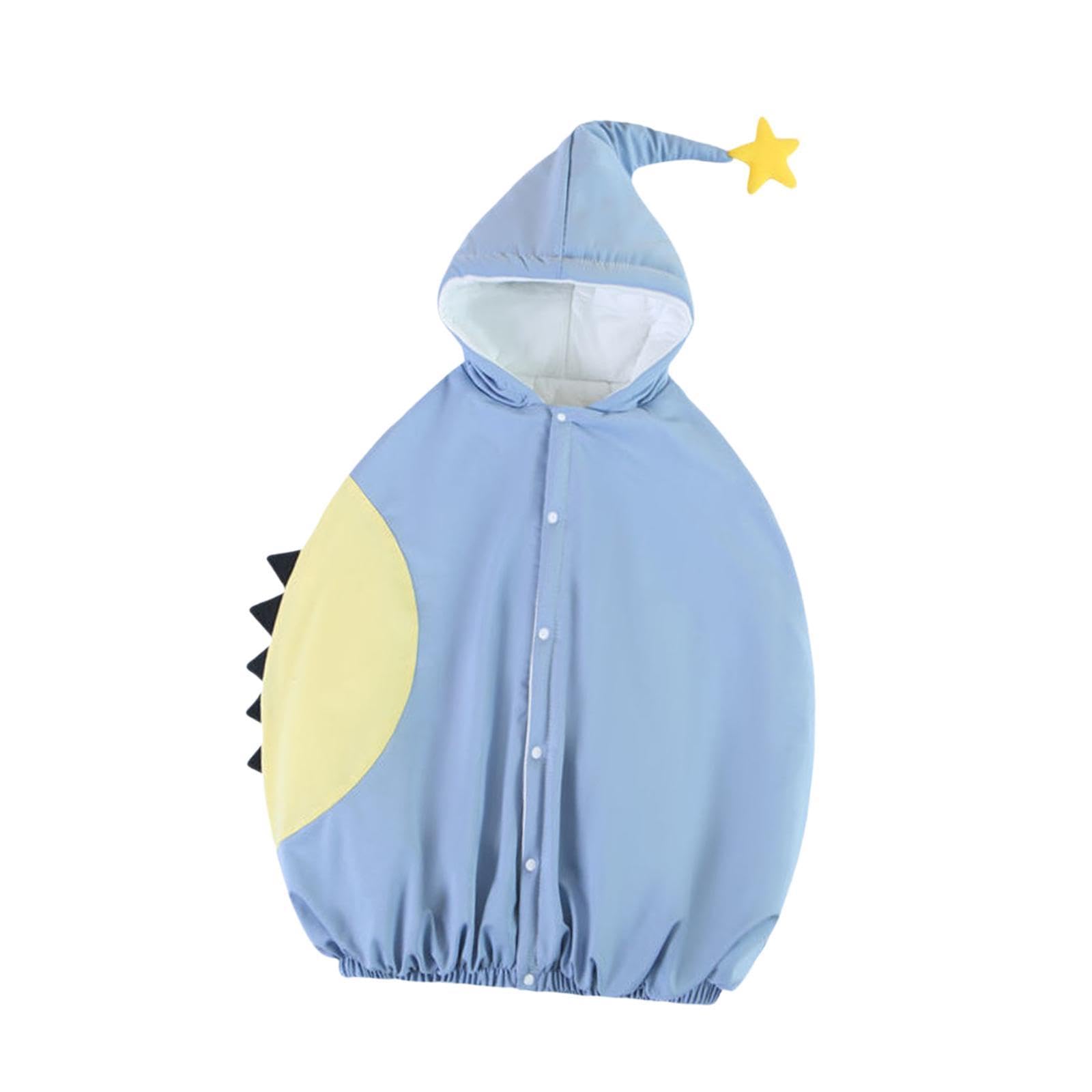 Baby Windproof Coat Thicken Soft Warm Clothes for Fall Going Out Toddlers Blue Yellow
