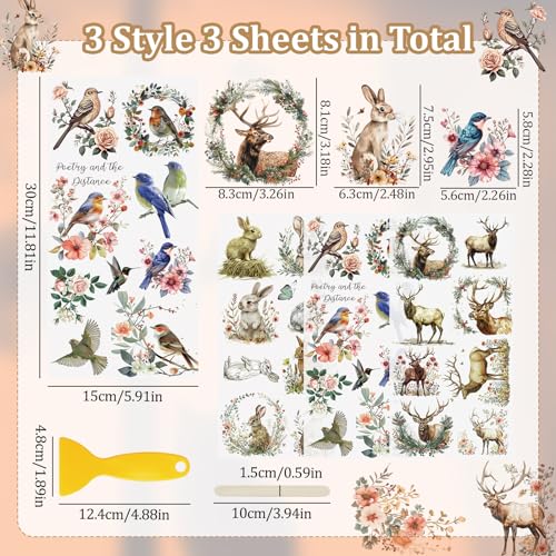 WANDIC 3 Sheets Rub On Transfer Sticker, Animals Theme Stickers for DIY Scrapbooking Photo Albums furniture,5.9 * 11.8in - Image 2