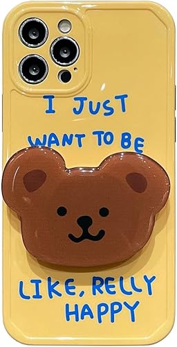 Funda estética para teléfono con agarre de anime para mujer, compatible con iPhone 14 Pro Max (oso, iPhone 14 Plus)