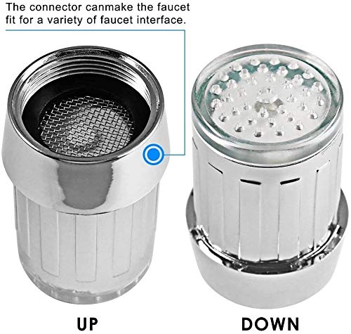 Image of SNOMYRS 3-Color Temperature Sensitive Gradient LED Water Faucet Light Water Stream Color Changing Faucet Tap Sink Faucet for Kitchen and Bathroom (3 Color-2PC)