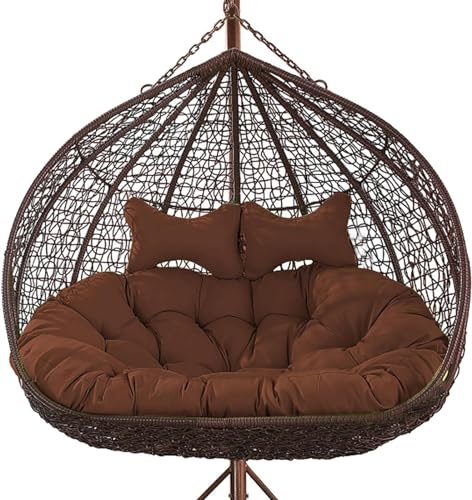 Cojín para Silla Colgante Tipo Huevo con reposacabezas Ajustable, Lavable, Grueso y Doble, para Exterior (B)