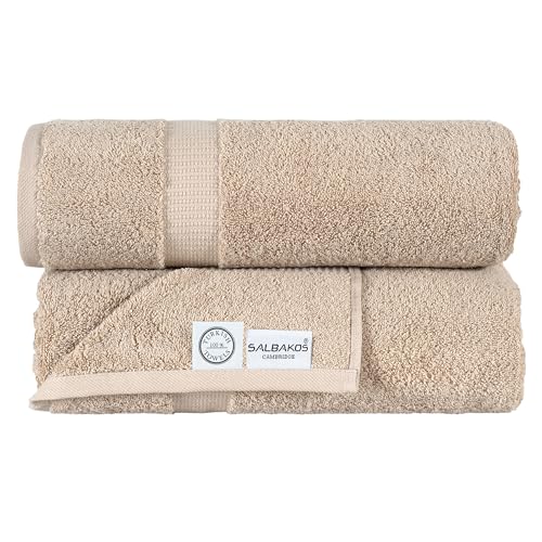 SALBAKOS 100% Turkish Cotton Extra Large Bath Sheet Towel Set of 2, 35x70 inch | Premium Quality | Hotel Collection Soft, Absorbent, Oversize Bath Towels | Made in Turkey (Taupe, 2 Bath Sheets)