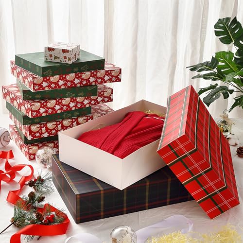 NUJOVI 13 Piece Christmas Gift Boxes for Presents - Premium Assorted Gift Boxes with Lids and with 4-inch Deep Robe Boxes - Large Boxes for Wrapping Gifts, Shirt, Robe, Lingerie, Clothing and Small – Image 5
