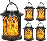 YoungPower Solar Flickering Flame Lantern Outdoor Lights , Waterproof Hanging Solar Lanterns Lights, Solar Powered Lanterns Outdoor for Patio Yard Deck Pathway, 4 Pack