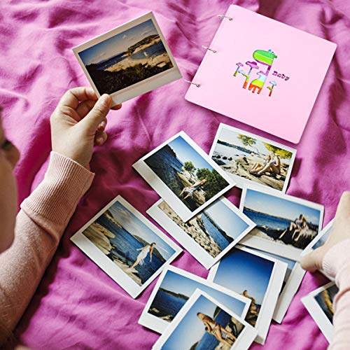 IMIKEYA Álbum de fotos de bebê com estampa de girafa, álbum de recortes de madeira para bebê, álbum