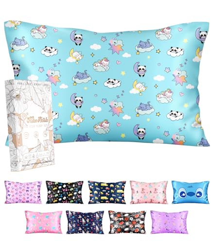 Miss Adola Silk Pillowcase for Kids - 30 x 20 Inches Queen Size Mulberry Silk Pillow Case with Zipper Cute Cartoon Kawaii Toddlers Teens Girls Boys Pillowcase for Hair and Skin Sleeping Animals