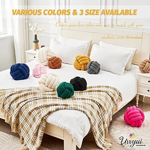 Image of Uvvyui Knot Pillow Ball, Soft Home Decorative Pillows, Round Throw Pillow, Handmade Knotted Plush Pillow, Round Boucle Pillow Cushion (14 Inches Dark Yellow)
