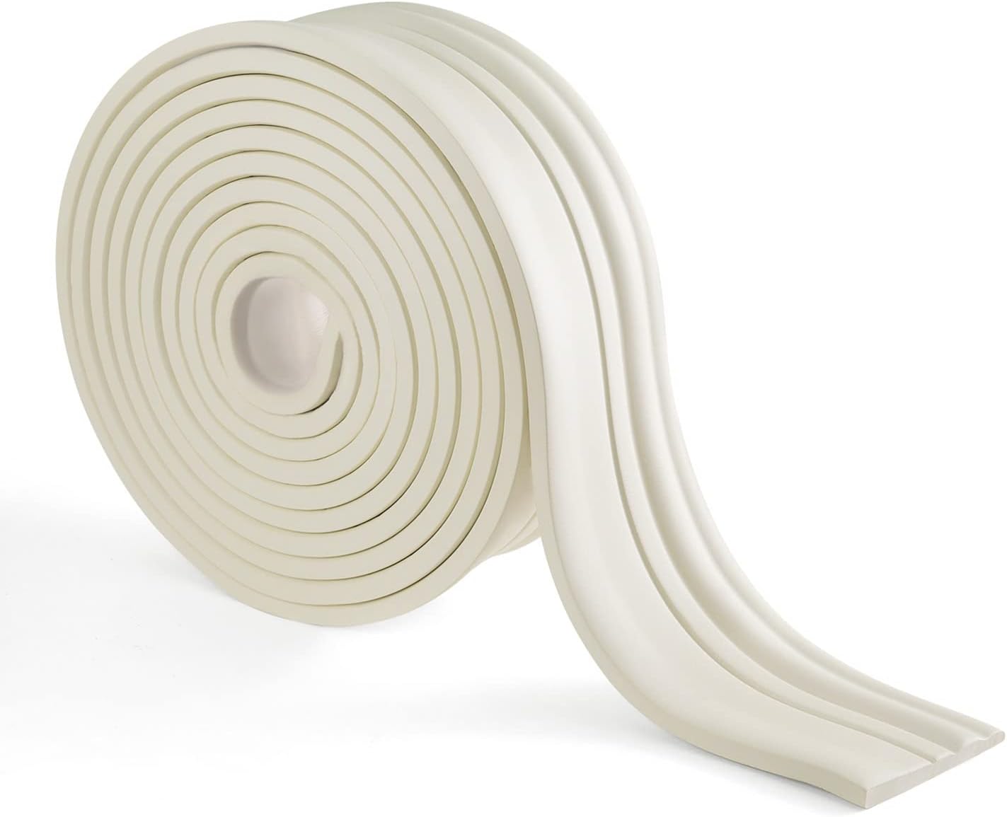BNELL Flexible Wall Base Moulding Trim, Peel and Stick Rubber Baseboards Molding,4 in(W) x 16.4 Ft(L) Self-Adhesive Feet Vinyl Wall Base Cove Base (16.4FT, Cream Color)