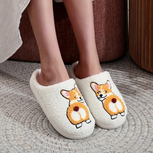 Image of LNERIP Slippers Winter Womens Mens Fluffy Plush Slippers Animals Cute Cartoon House Slippers Cuddly Warm Shoes Indoor Outdoor Girls Women