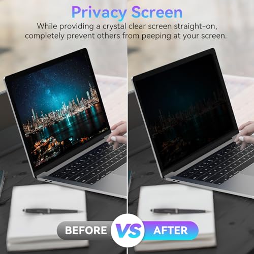 Tela de privacidade para laptop de 14 polegadas, protetor de tela removível com filtro de privacidad