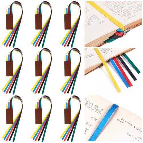 Outus 9 Pieces Bible Ribbon Bookmarks Multi Page Markers, Colorful Ribbon