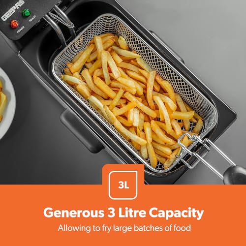 Geepas Deep Fat Fryer 3L | Food Grade Stainless Steel with Viewing Window and Safety Cut Out | Non-Slip, Easy Clean and Adjustable Temperature Control | Compact, 2100W | 2 Years Warranty, Silver - Image 4