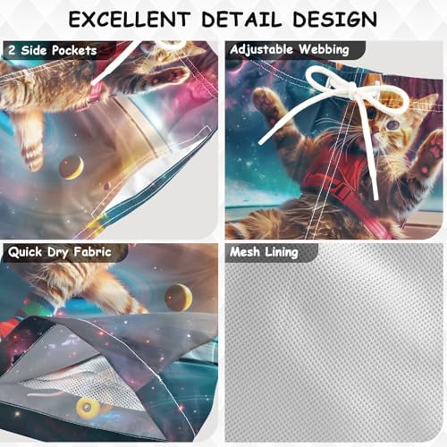 Boys Swim Trunks Funny Astronaut Cats Galaxy Toddler Swim Shorts Little Boys Board Shorts3