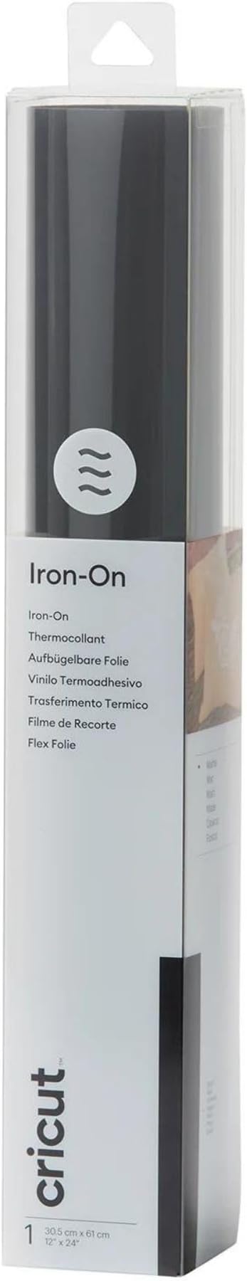 Cricut Iron On | Noir | 61 cm (24 pouces) | Rouleau de vinyle à transfert thermique (HTV) | À utiliser avec toutes les machines de découpe Cricut