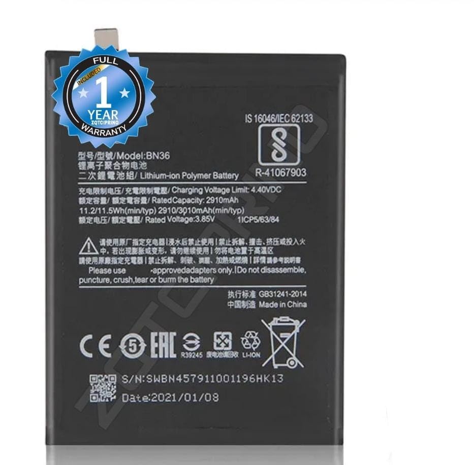 Image of Original BN36 Battery for Redmi A2 / 6X /M1804D2SG / M1804D2SI / MZB6440IN Battery with 1 Year Warranty***(CC177)