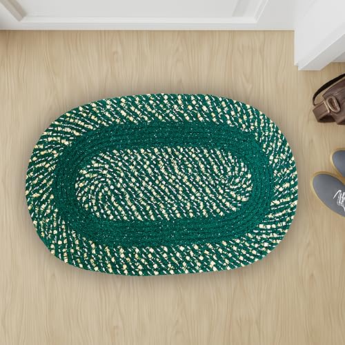 Image of Cotton Oval Door mats|Handmade Cotton Doormat | Quick Dry, Washable Door Mat for Home, Bathroom & Bedroom (33X53 CM)(G-P-C)