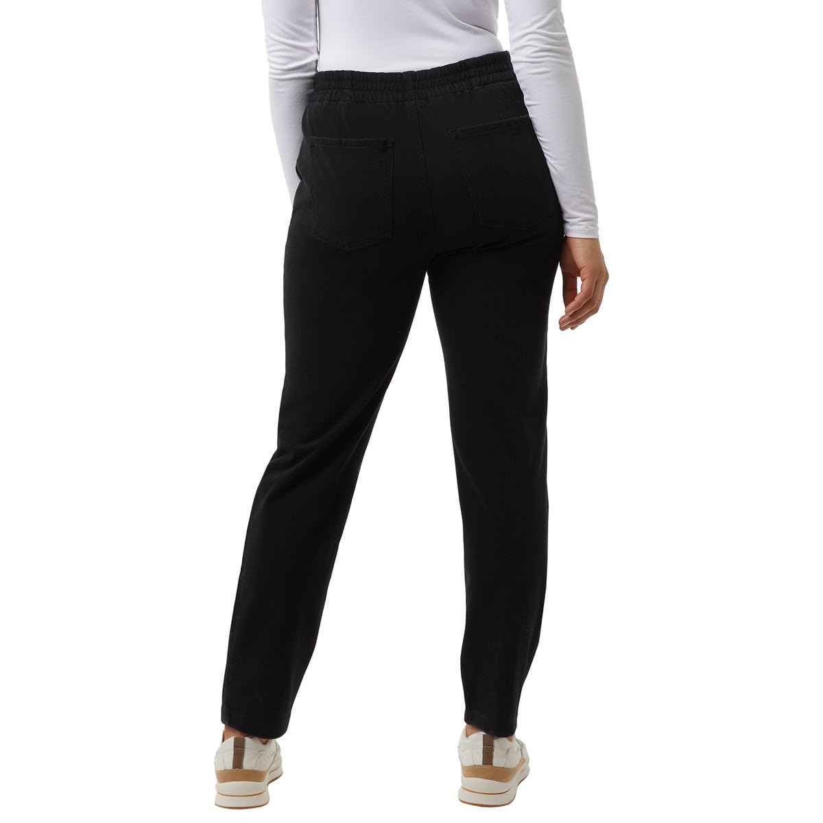 32 Degrees Womens Knit Stretch Elastic Waist Twill Pant Black XL X-Large