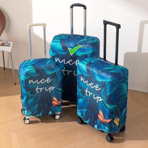 Image of HOKIPO 220gsm Durable and Washable Suitcase Covers for Trolley Suitcase, Large (26-27inch) - Tropical Escape (NEW-AR-6345-D8)