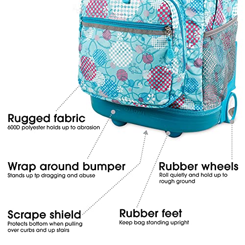 Image of J World Sunrise Kids Rolling Backpack with Wheels for Girls Boys, Roller Bookbag for School, 18 x 13 x 9 Inches, Dandelion